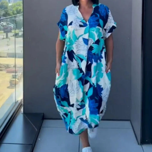 Birgitte - Elegant og behagelig kjole med blomsterprint