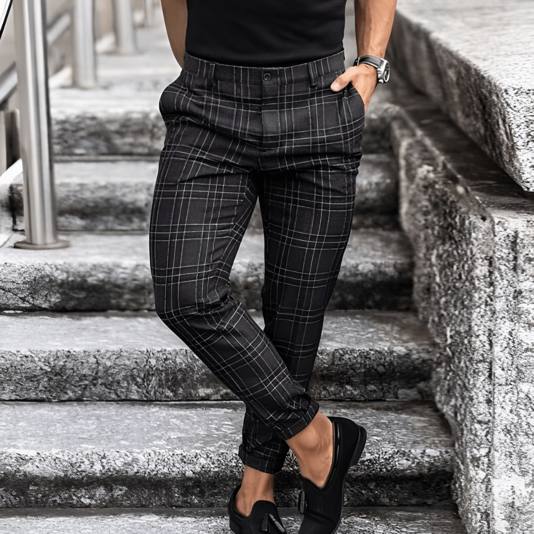 Daniel | Elegante slim fit - bukser med tern | fra Jensen Boutique