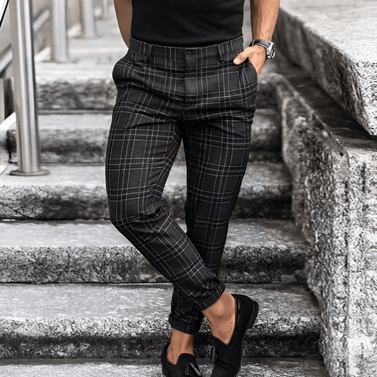 Daniel | Elegante slim fit - bukser med tern | fra Jensen Boutique