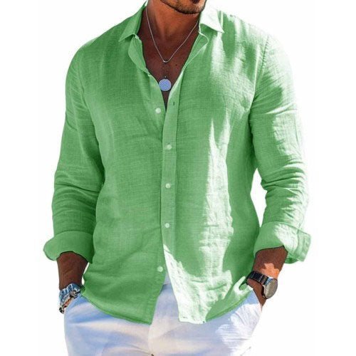 Greger - Elegant Casual Skjorte til Mænd | Heren Katoenen en Linnen Casual Uni Kleur fra Jensen Boutique