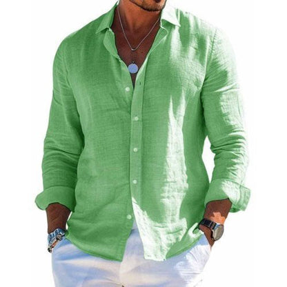 Greger - Elegant Casual Skjorte til Mænd | Heren Katoenen en Linnen Casual Uni Kleur fra Jensen Boutique
