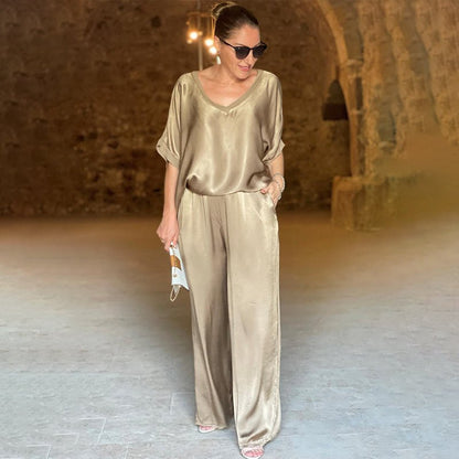 Laura | Elegant skinnende overdimensioneret todelt sæt | fra Jensen Boutique