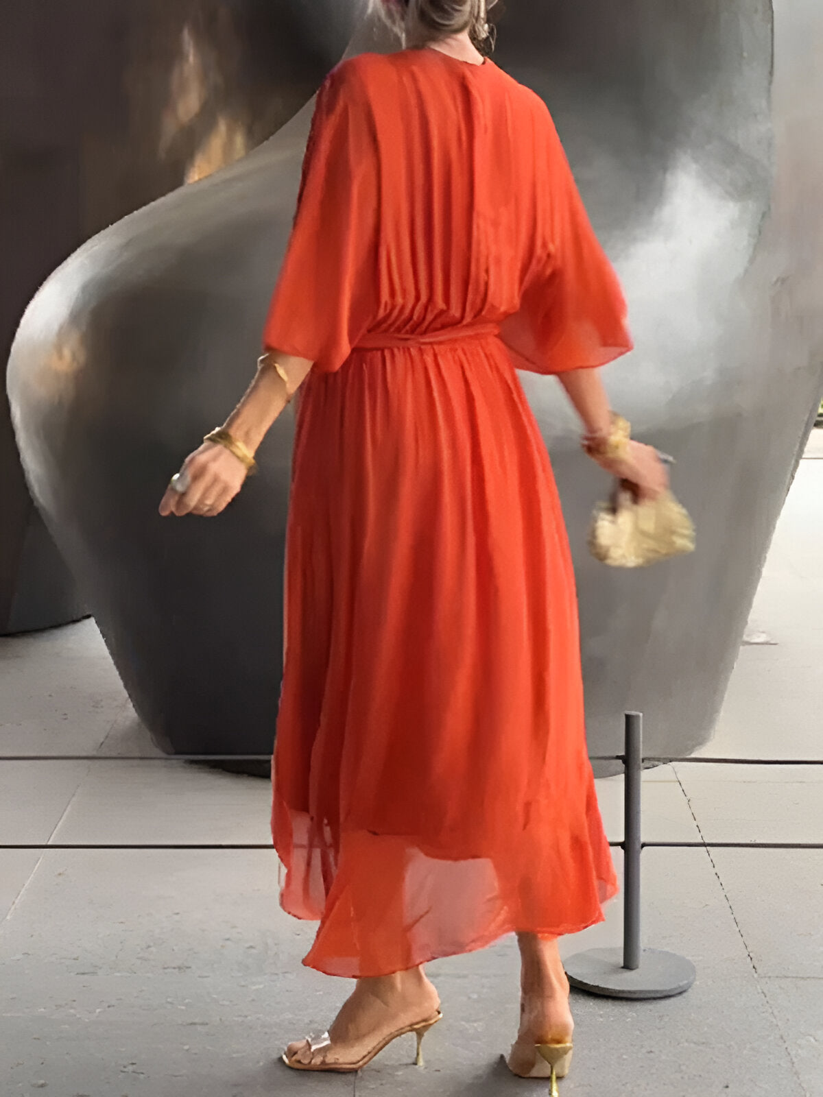 Solveig™ | Chiffonkjole med V-hals