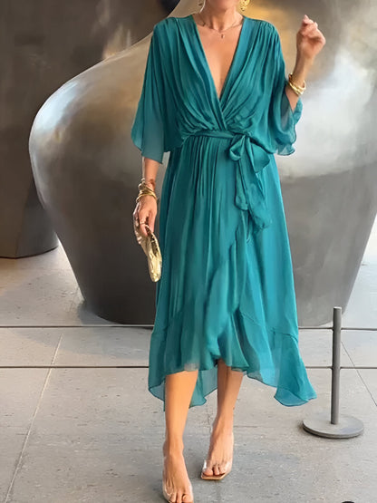 Solveig™ | Chiffonkjole med V-hals