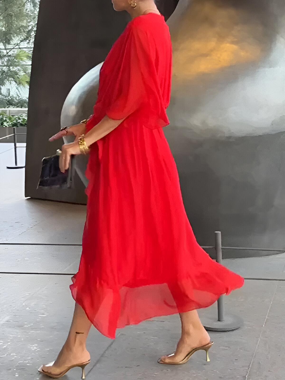 Solveig™ | Chiffonkjole med V-hals