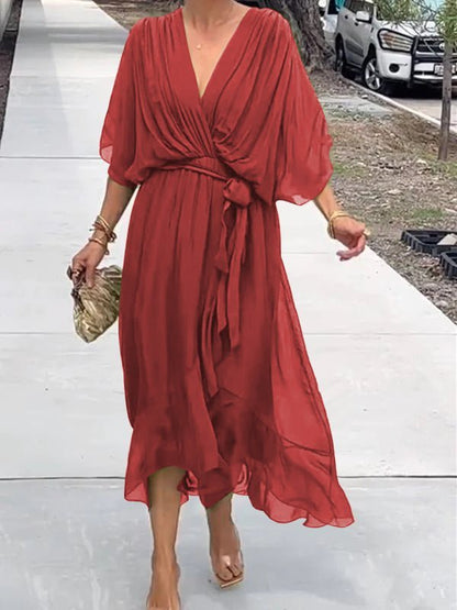 Trine | Elegant kjole med V - hals | fra Jensen Boutique
