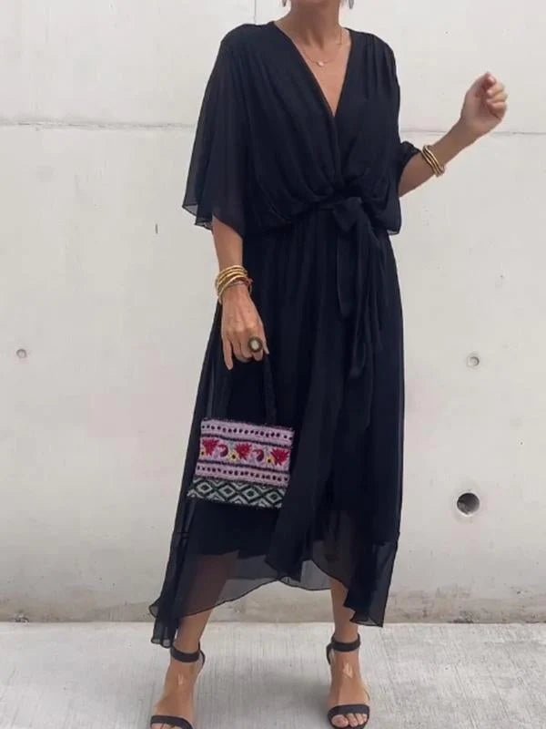 Trine | Elegant kjole med V - hals | fra Jensen Boutique